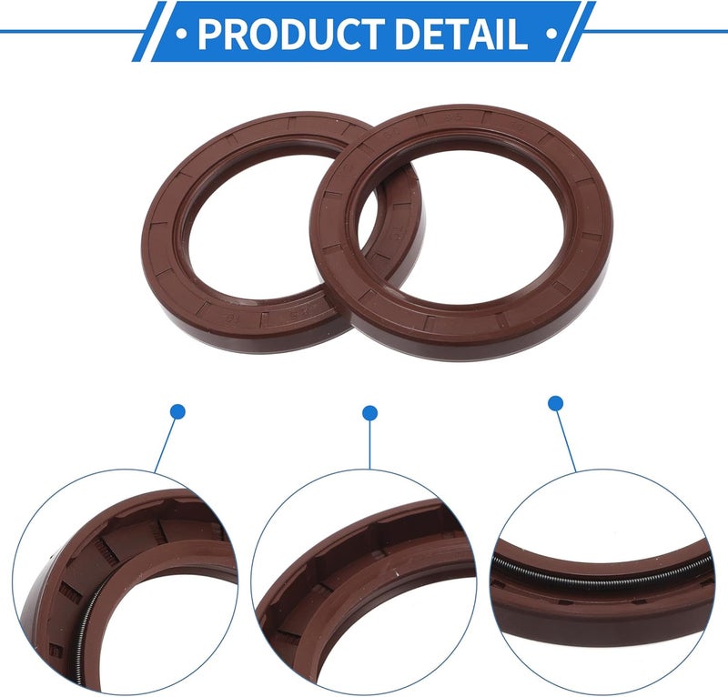 VekAuto Universal Oil Seal TC Double Lip W Steel Spring Seal Ring Rotary Shaft Seal 60x85x10mm High Pressure FKM Rubber Brown 2 Pcs - Image 5
